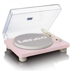 Lenco LS-50PK Turntable With Built-In Speakers, Pink