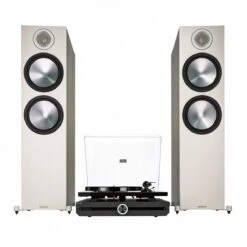 Pro-Ject E1 Turntable, Roksan Attessa Amp & Bronze 500 Speakers, Grey