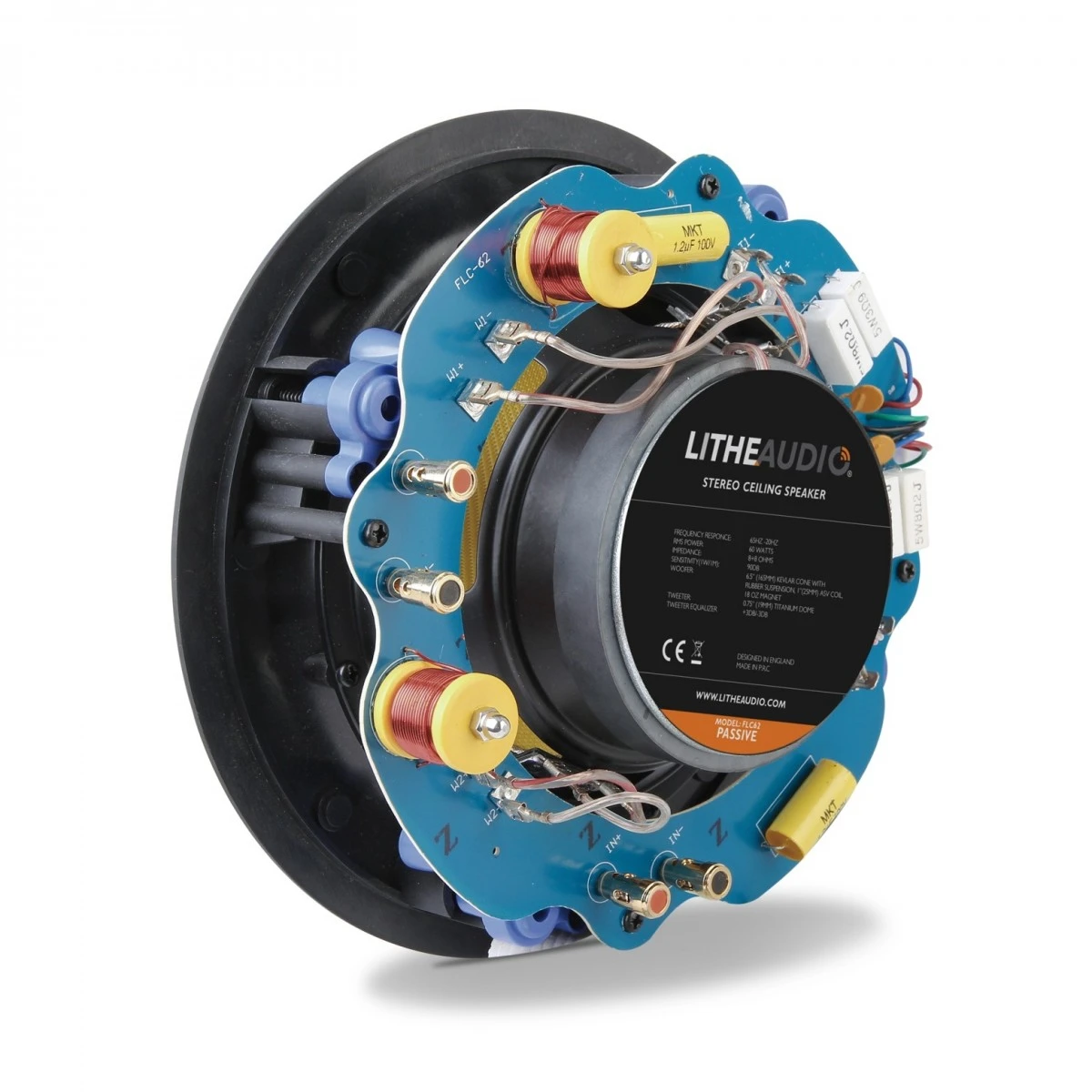 Lithe Audio 6.5" Passive Stereo Ceiling Speaker, Black (Single)