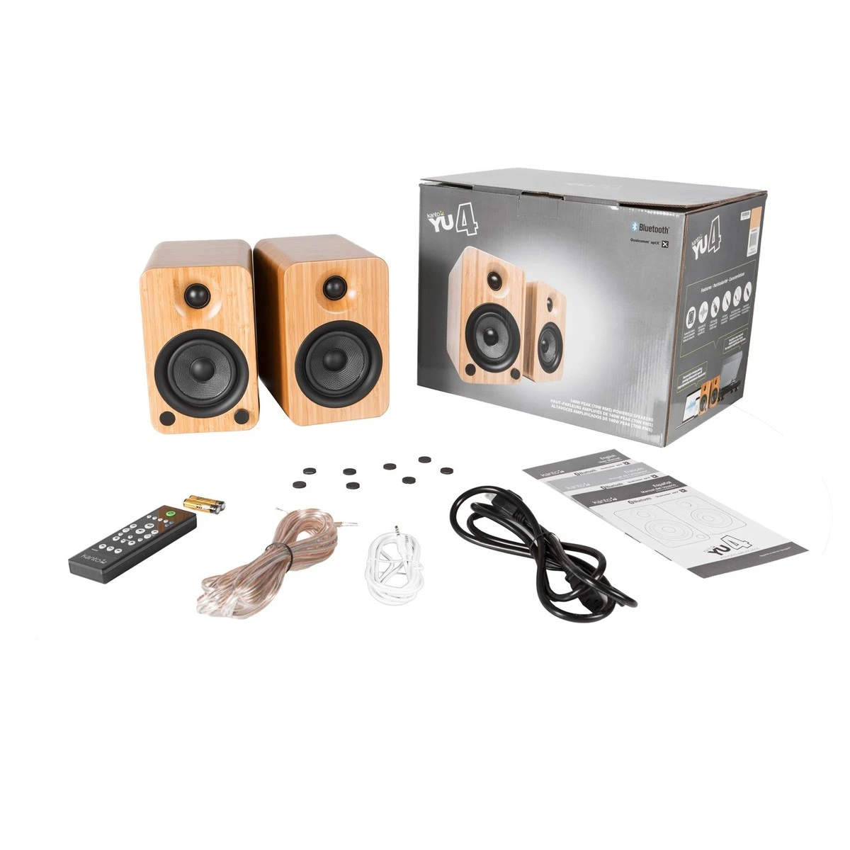 Kanto YU4 Powered Bookshelf Speakers, Bamboo - Image 3