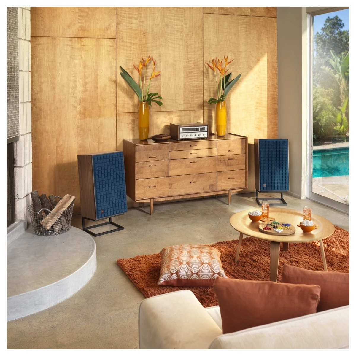 JBL L100 Mk2 Classic 3-Way Speakers With JS-120 Stands (Pair), Blue - Image 8