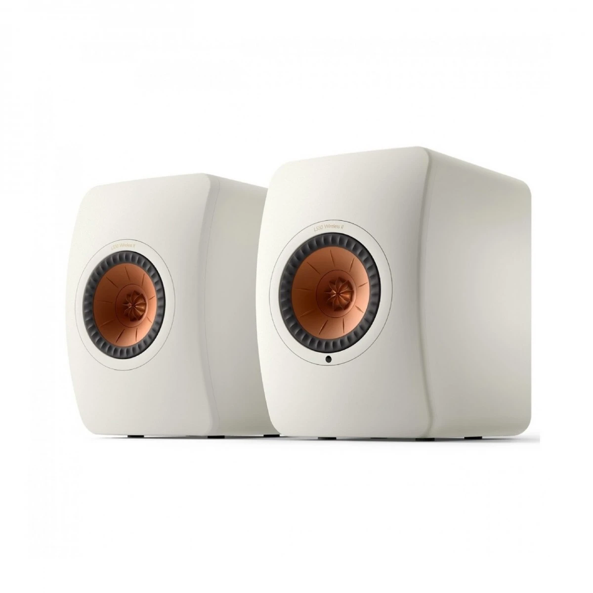 KEF LS50W MKII Wireless Speakers (Pair), Mineral White W/Stands